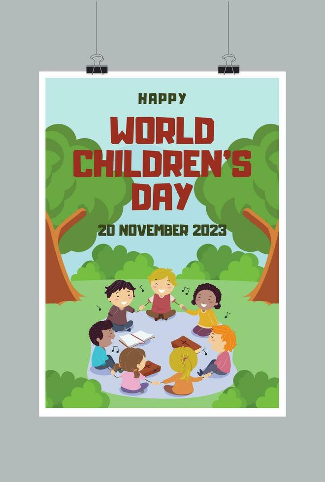 contento internacional niños día un vector póster modelo