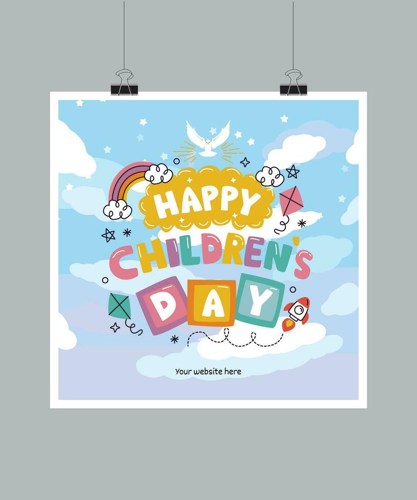 Happy International Children Day a Vector Poster Template