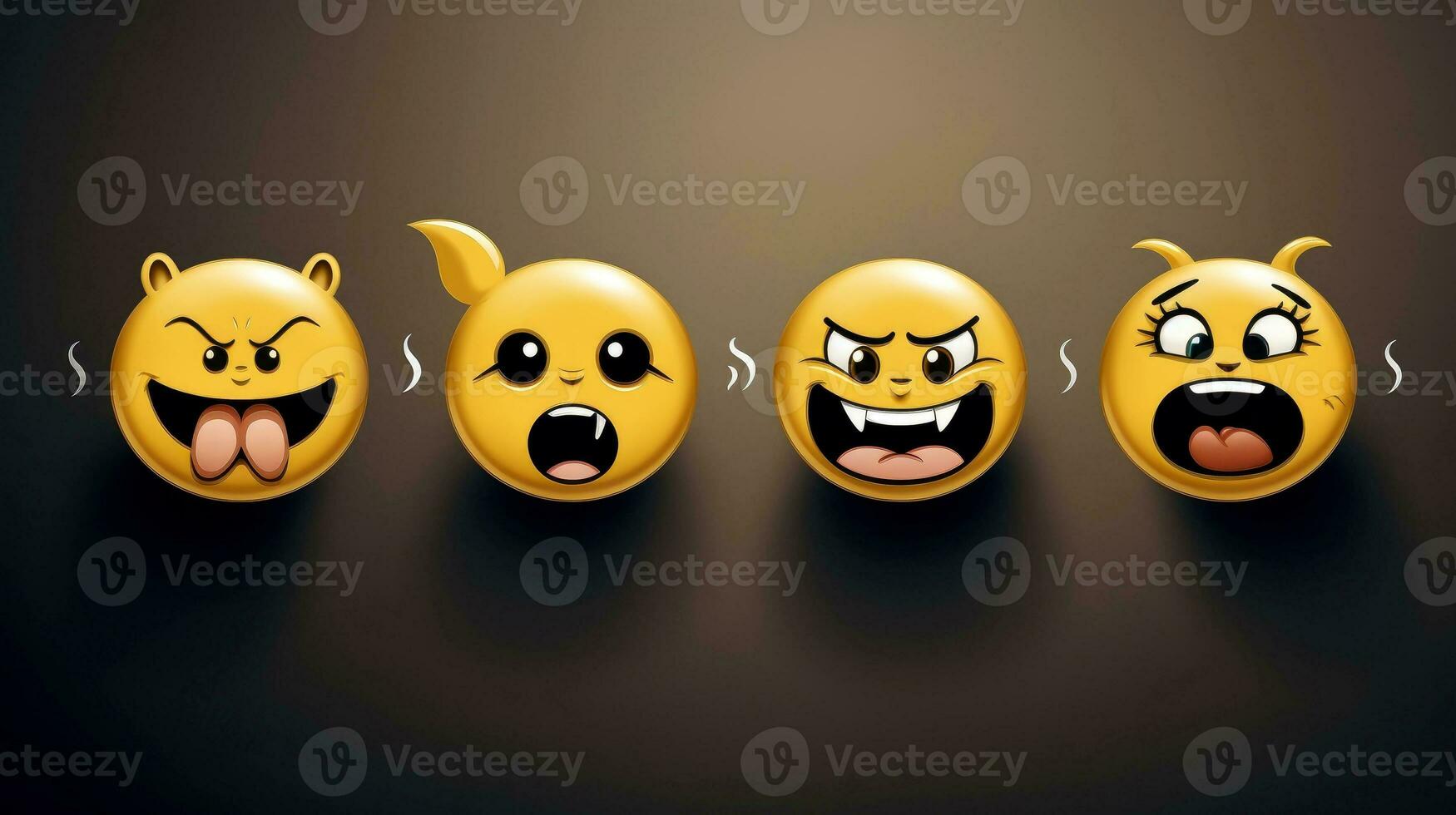 Set of animal faces, face emojis, stickers, emoticons,cartoon funny mascot characters face set, Generative AI illustration photo