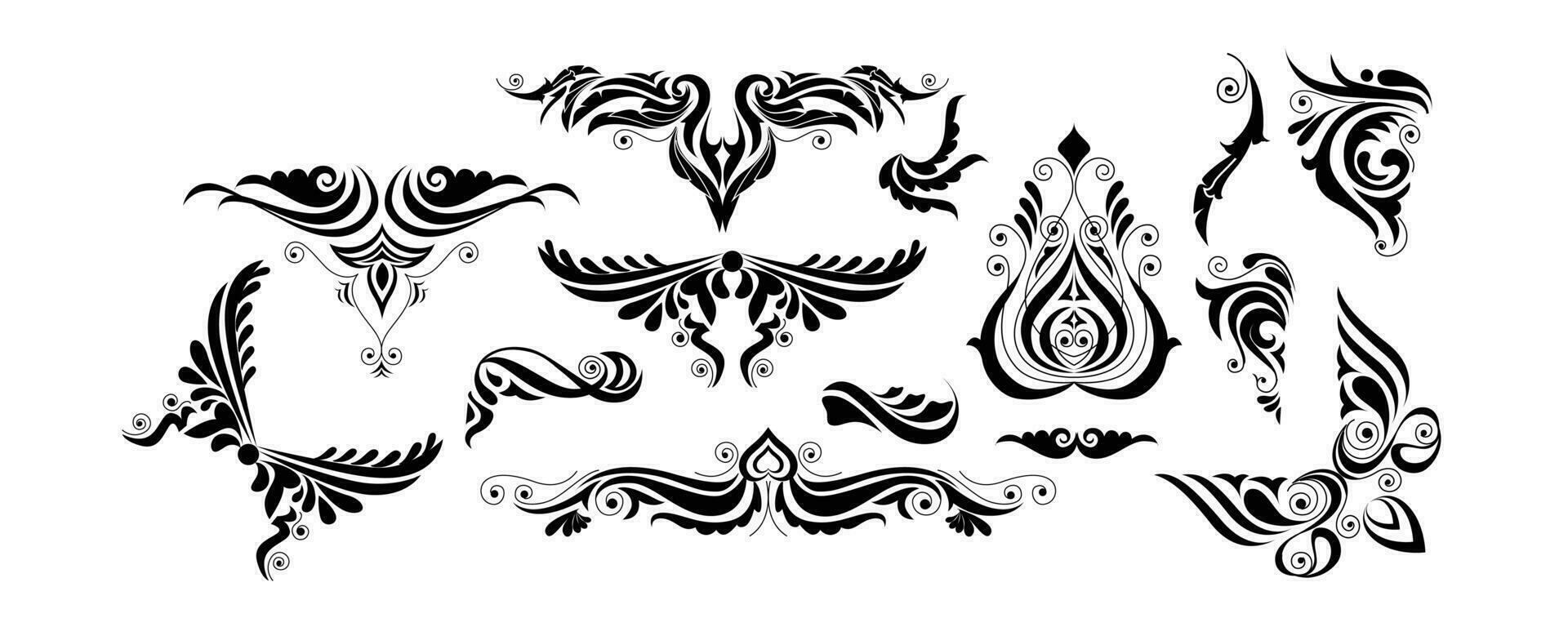 Vector set of vintage floral element design