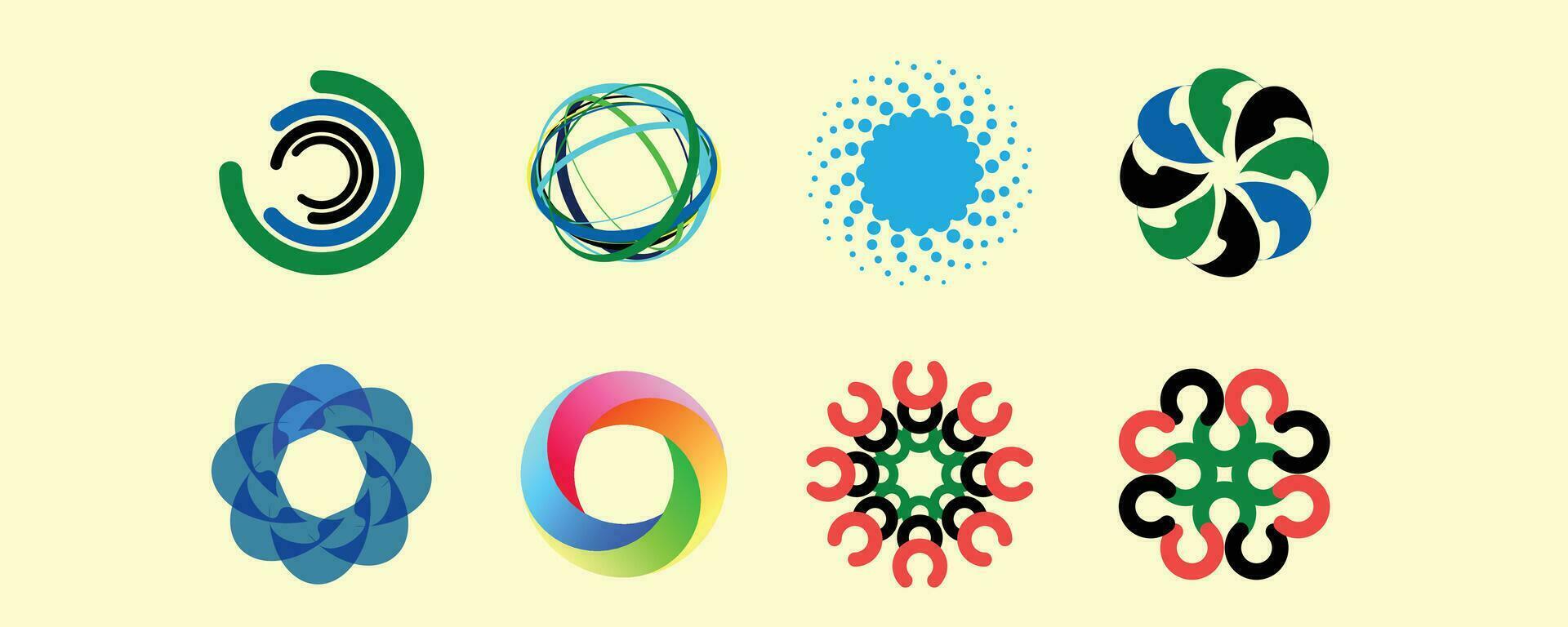 Abstract Logo set mordern techno design vector