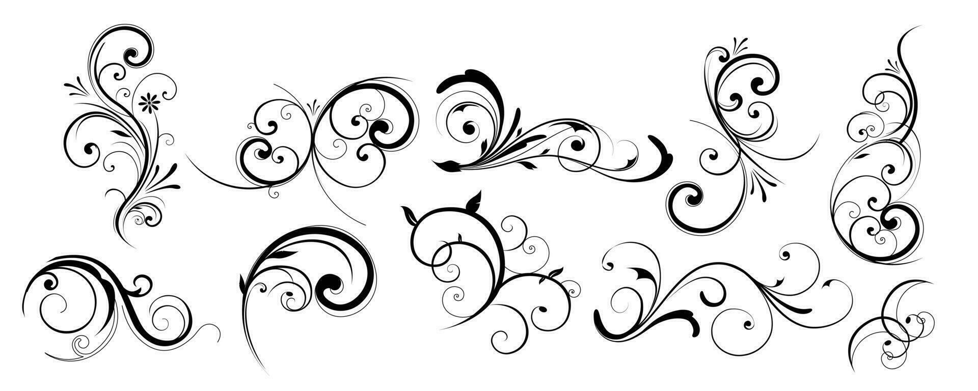 Vector set of vintage floral element design