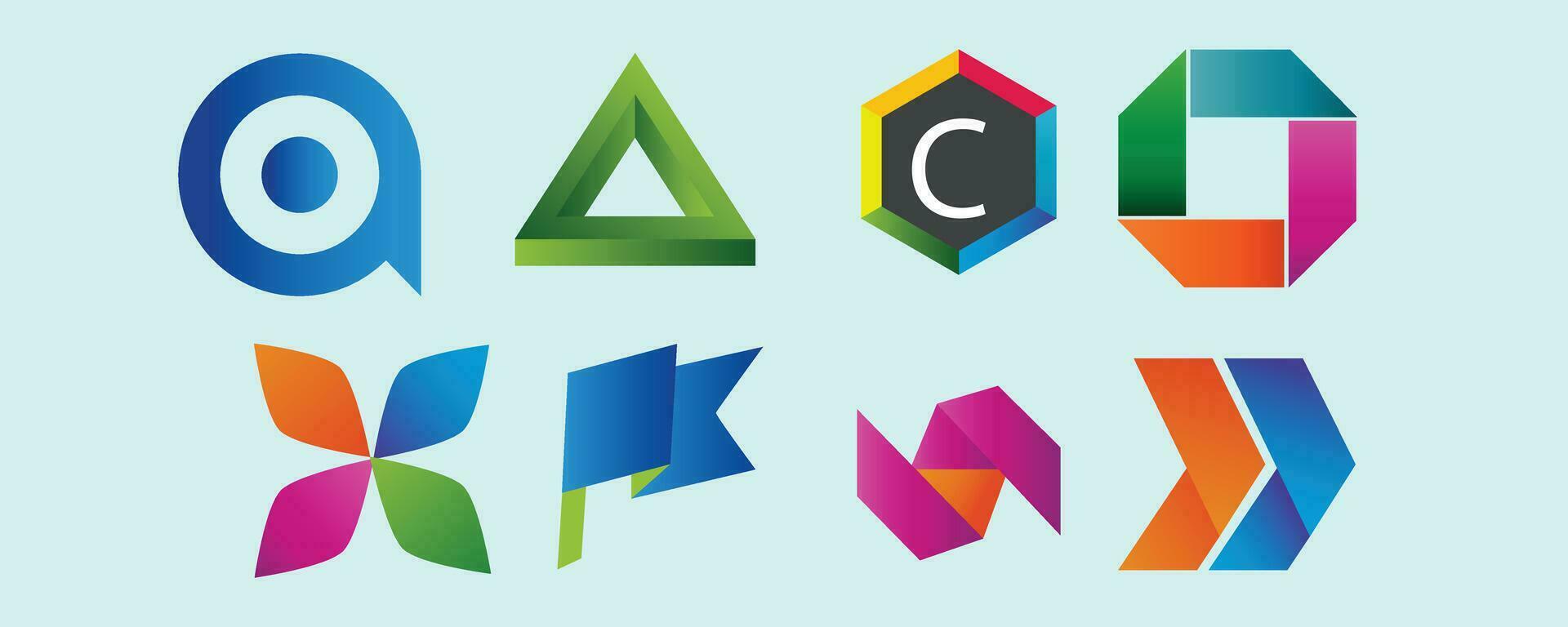 Abstract Logo set mordern techno design vector