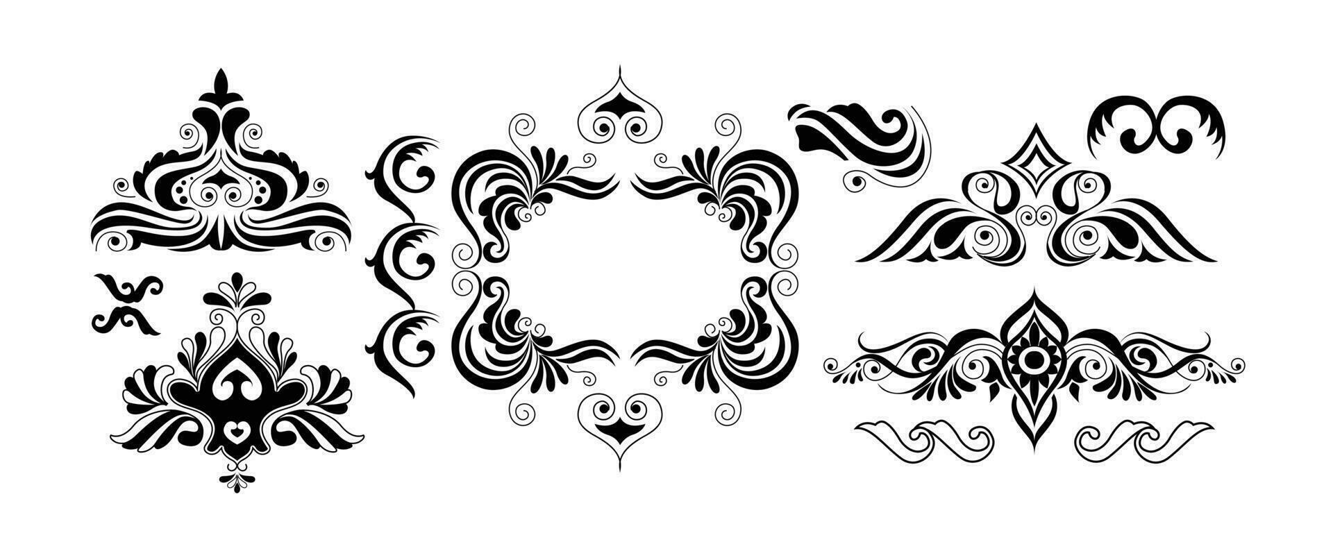 Vector set of vintage floral element design