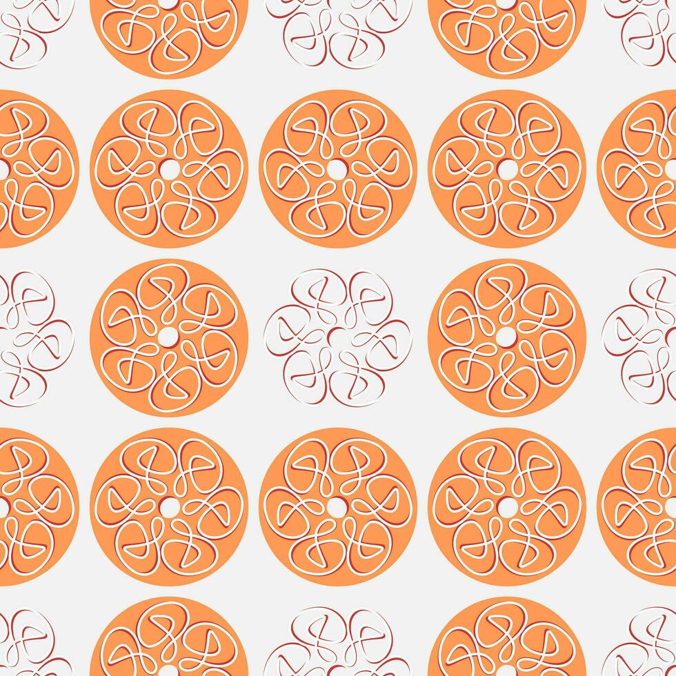 un sin costura modelo con resumen formas decorado con grande naranja círculos adecuado para antecedentes imágenes, primer plano imágenes, invitaciones, o otro decoraciones vector