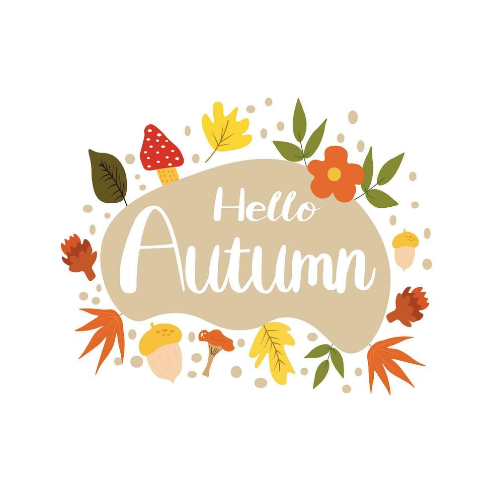 hello autumn card background vector