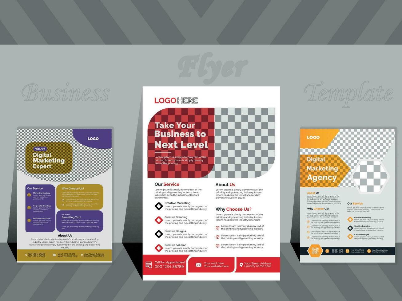 Unique Business Flyer Design Template, A4 Business Flyer Bundle, vector