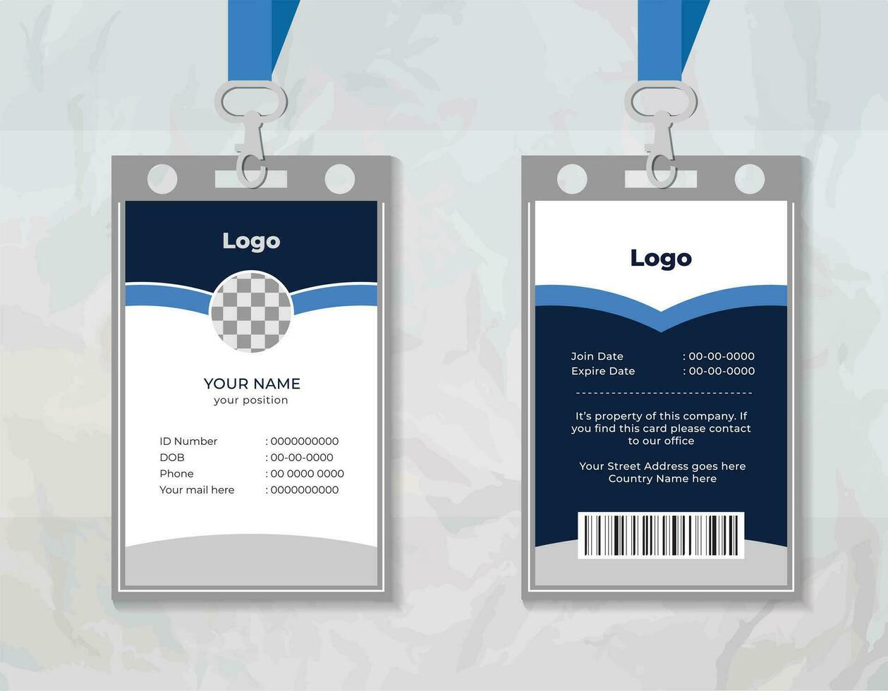 Corporate id card, Modern Id Card Design Template, Office Id Card Layout, vector