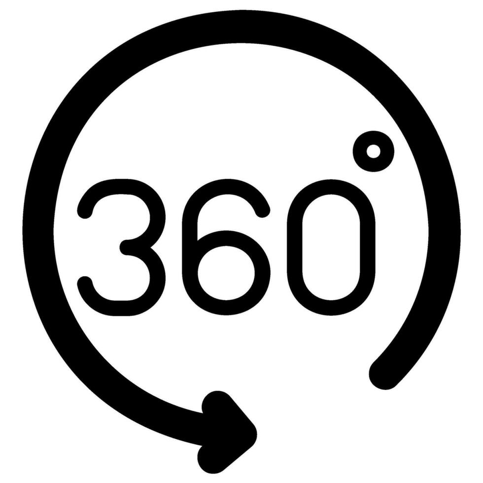 icono de glifo de 360 grados vector