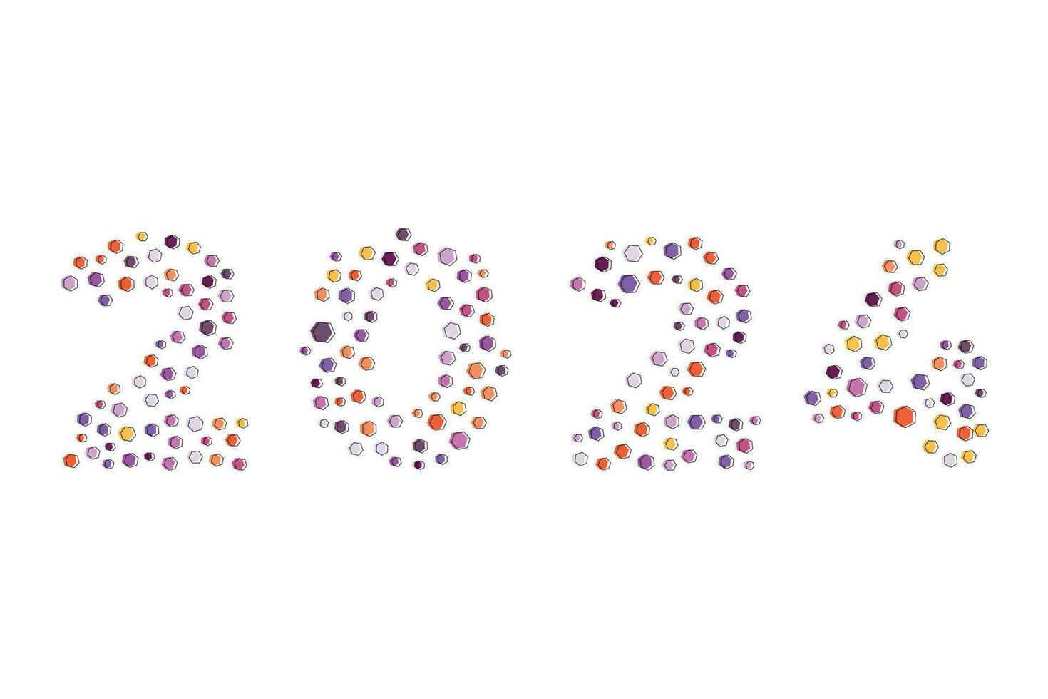 2024 number with pattern shapes for Happy New Year vector