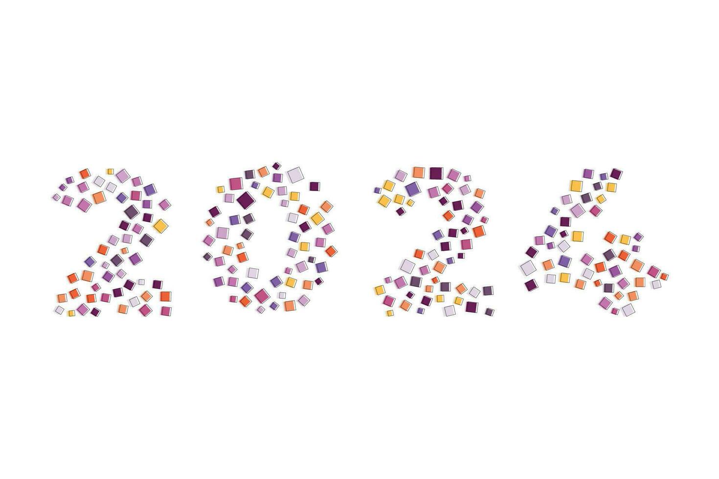 2024 number with pattern shapes for Happy New Year vector