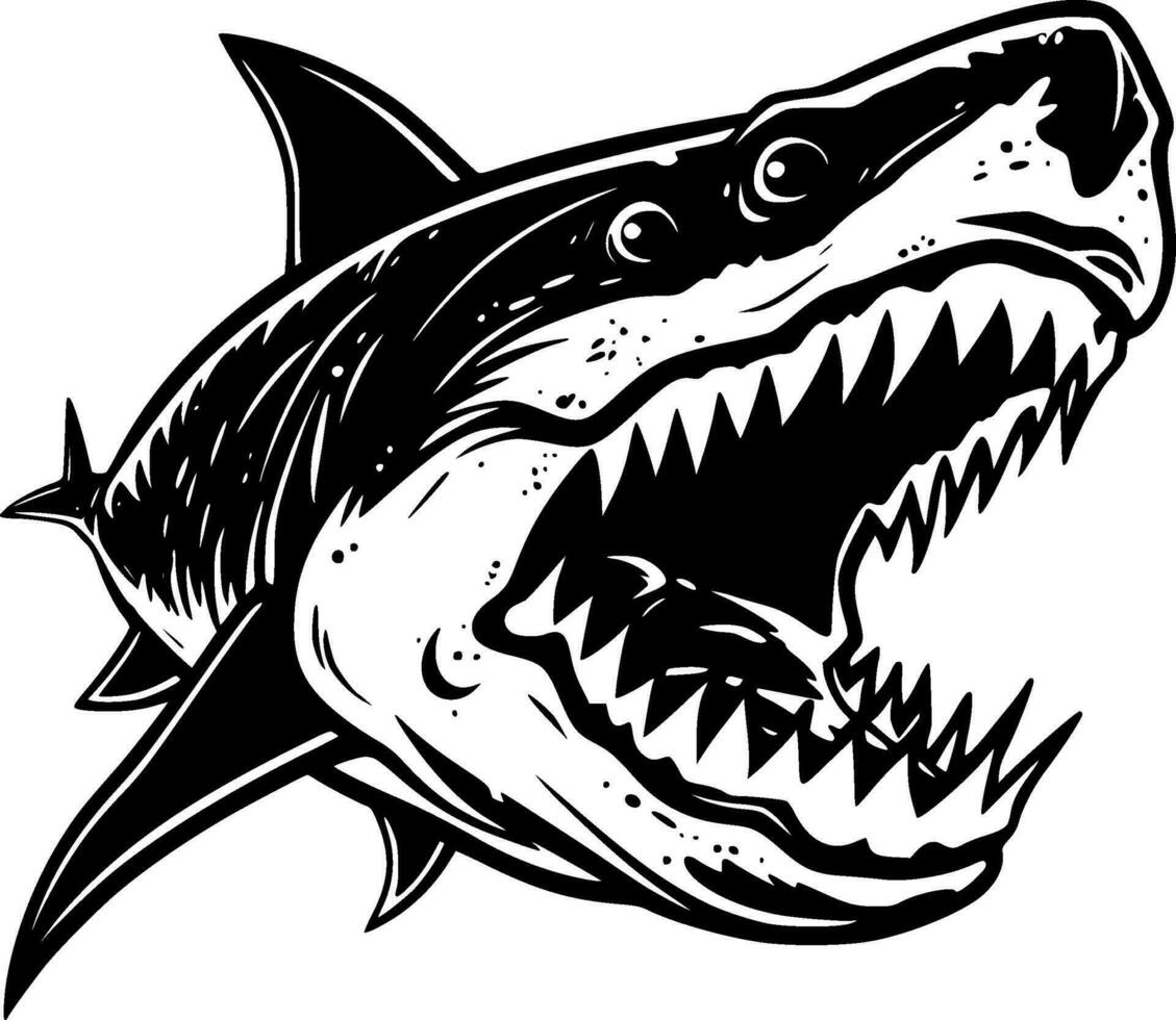 Shark, Black and White Vector illustration