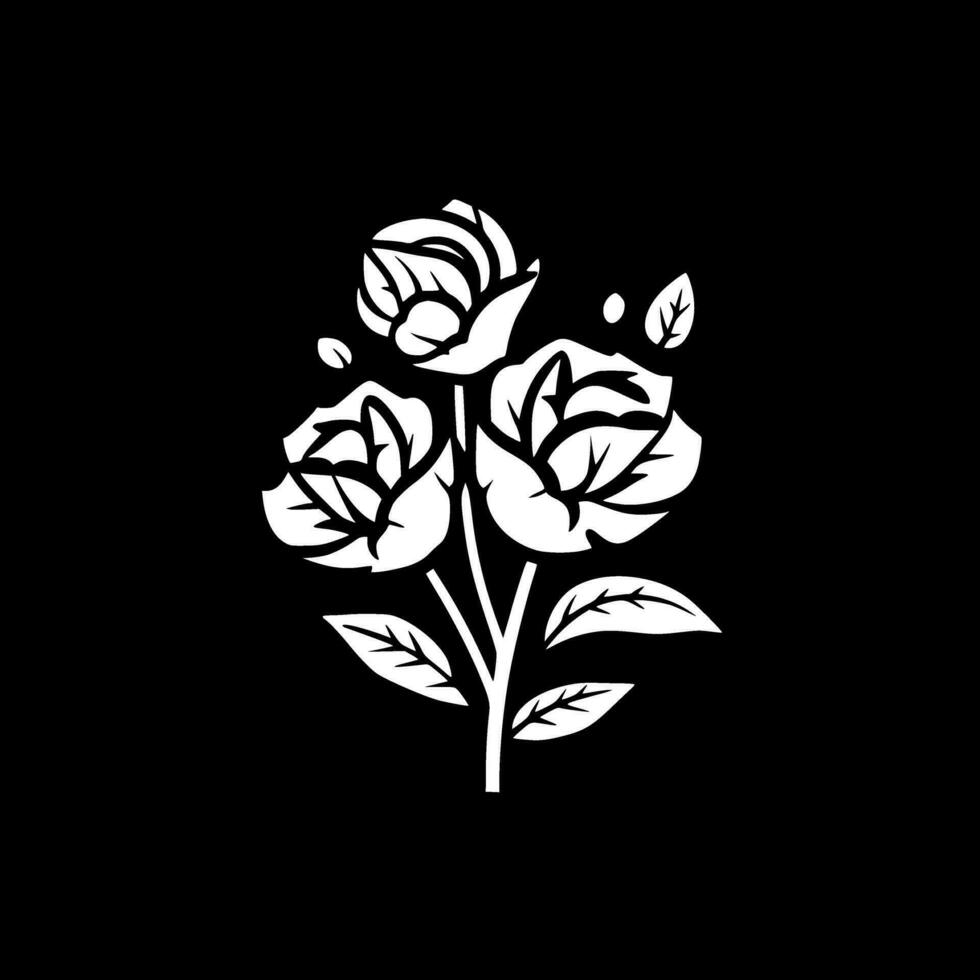 rosas - negro y blanco aislado icono - vector ilustración