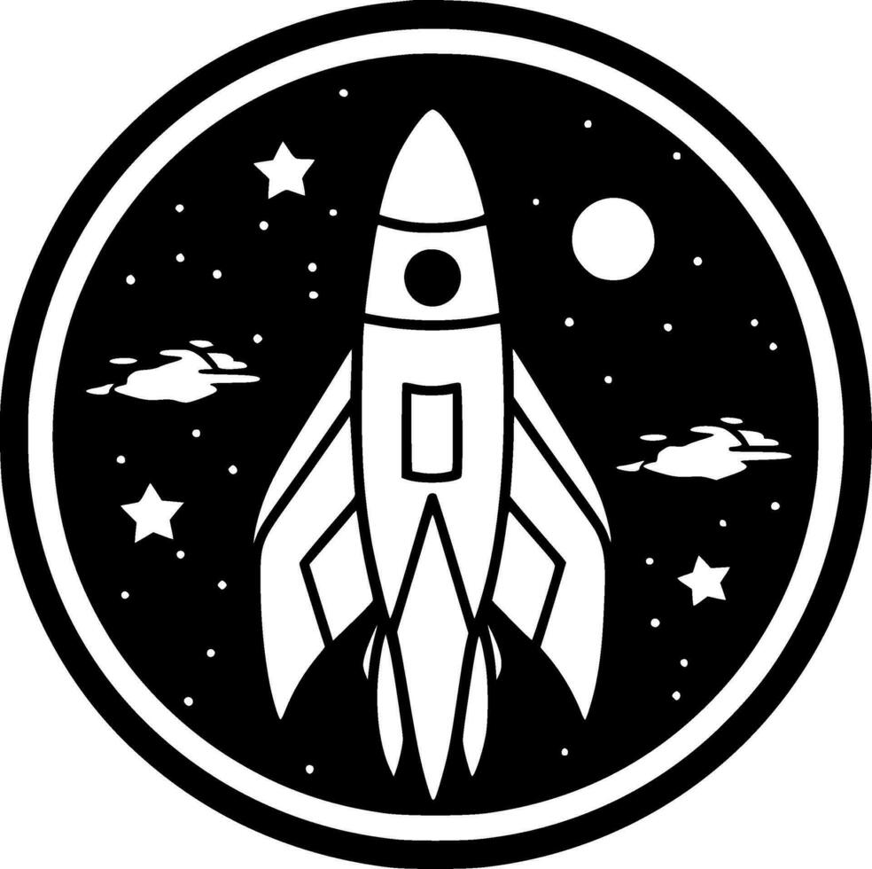 Rocket, Minimalist and Simple Silhouette - Vector illustration