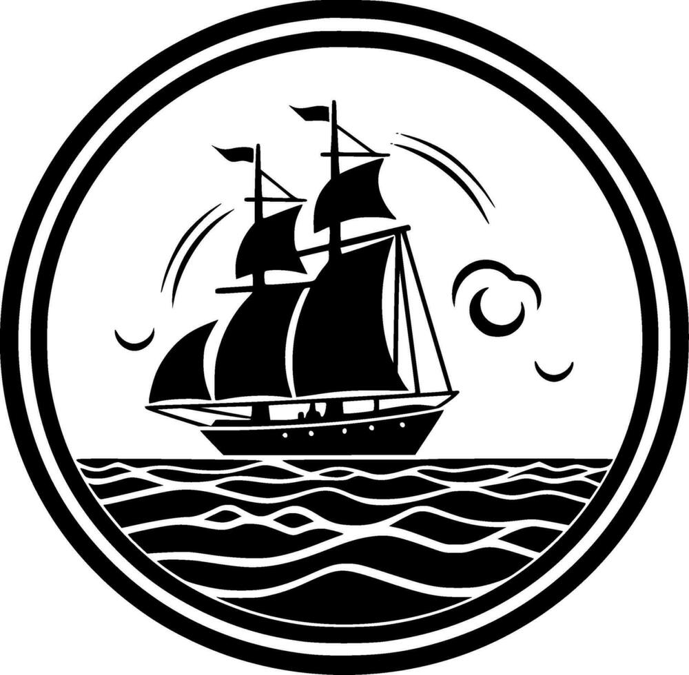 Nautical, Black and White Vector illustration