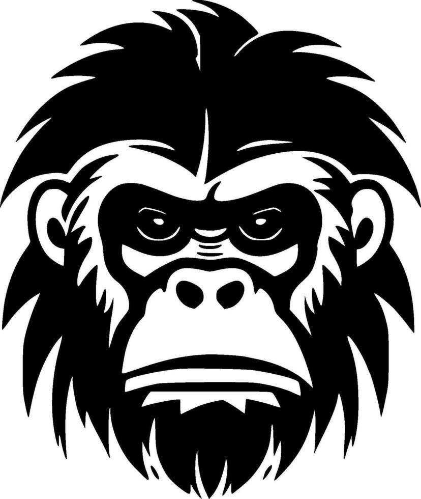 Monkey, Black and White Vector illustration