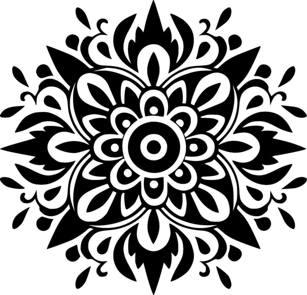 Mandala - Black and White Isolated Icon - Vector illustration