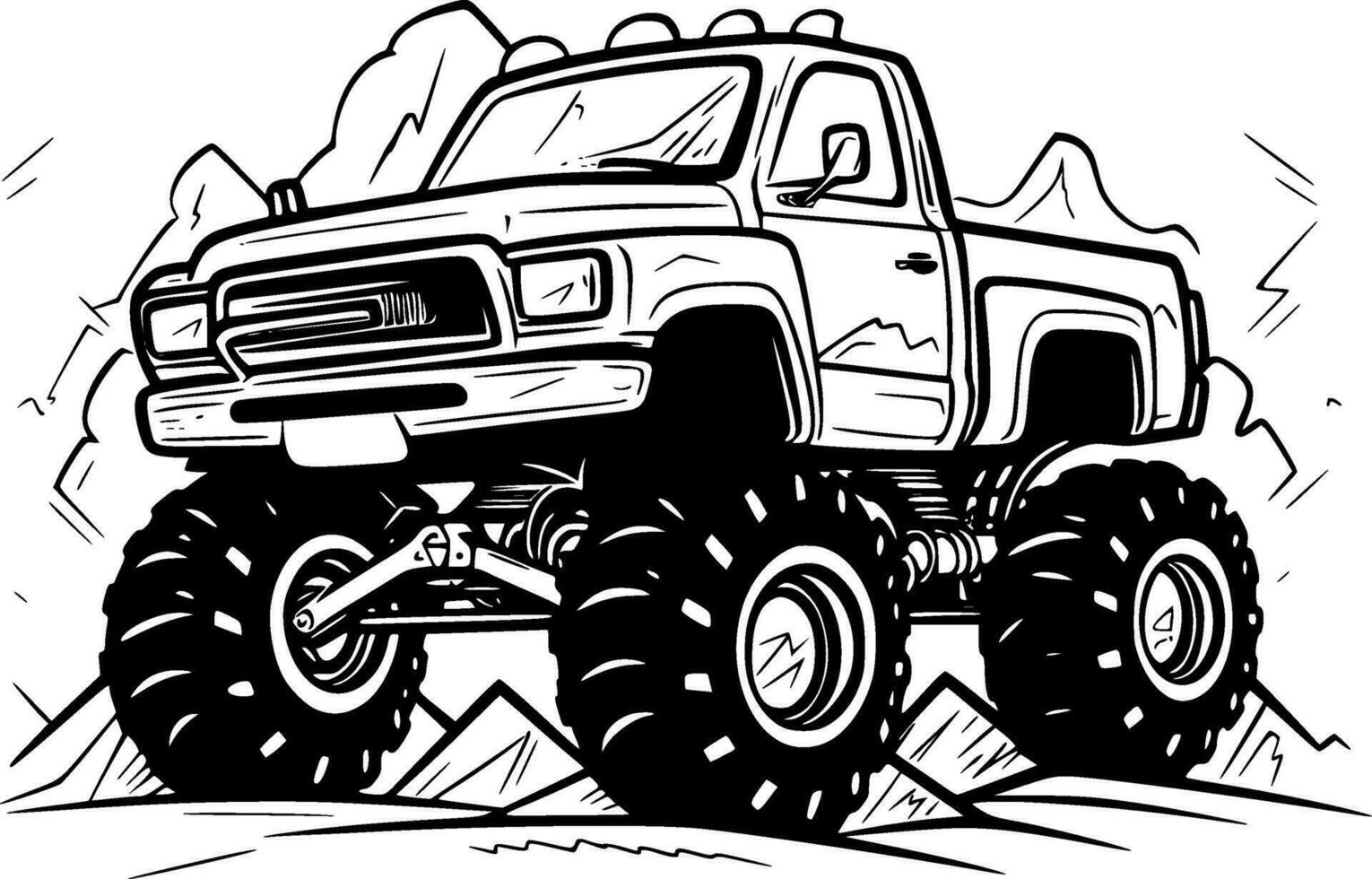 Monster Truck, Minimalist and Simple Silhouette - Vector illustration