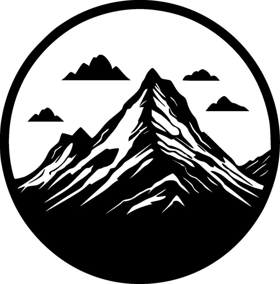 montaña - negro y blanco aislado icono - vector ilustración