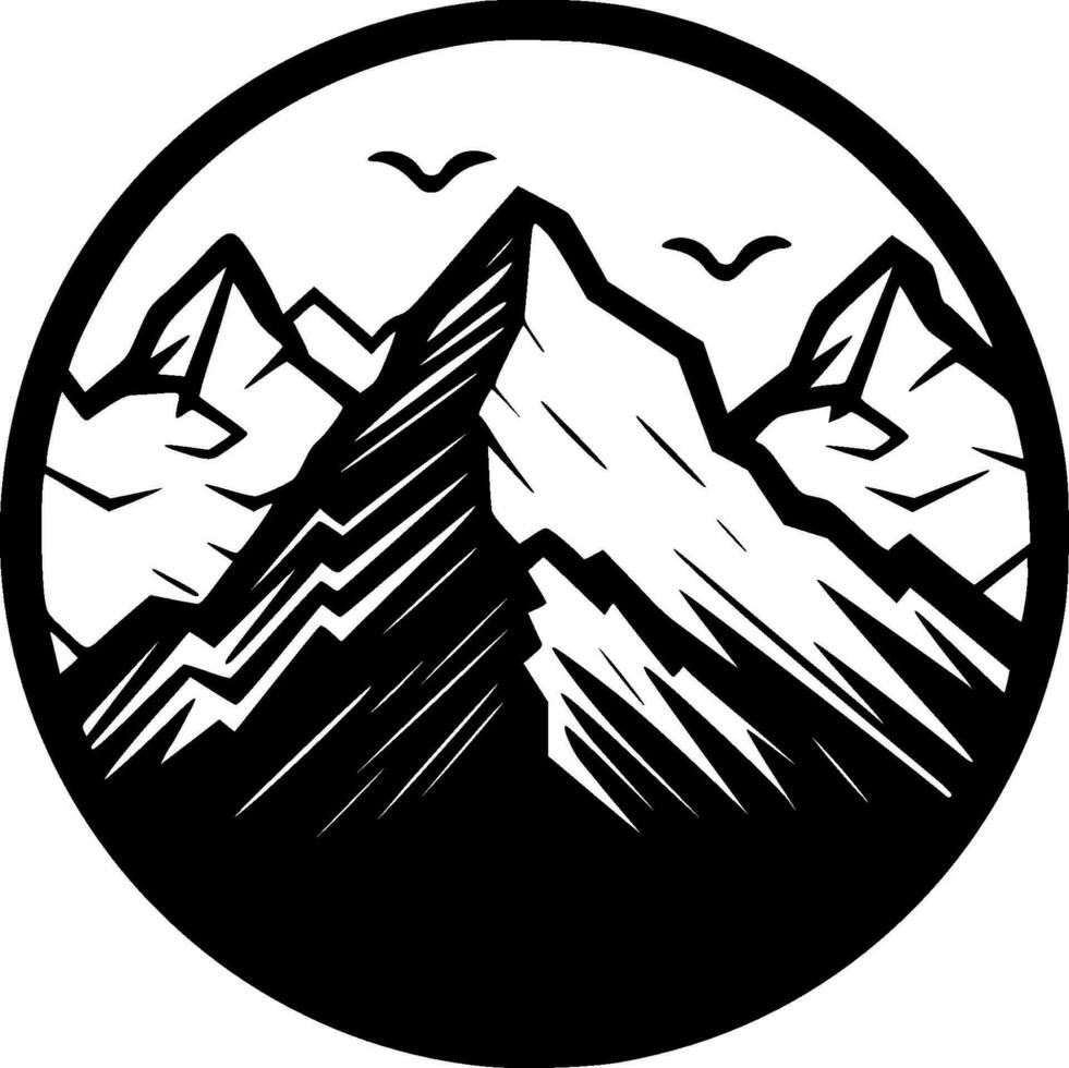 montaña - negro y blanco aislado icono - vector ilustración