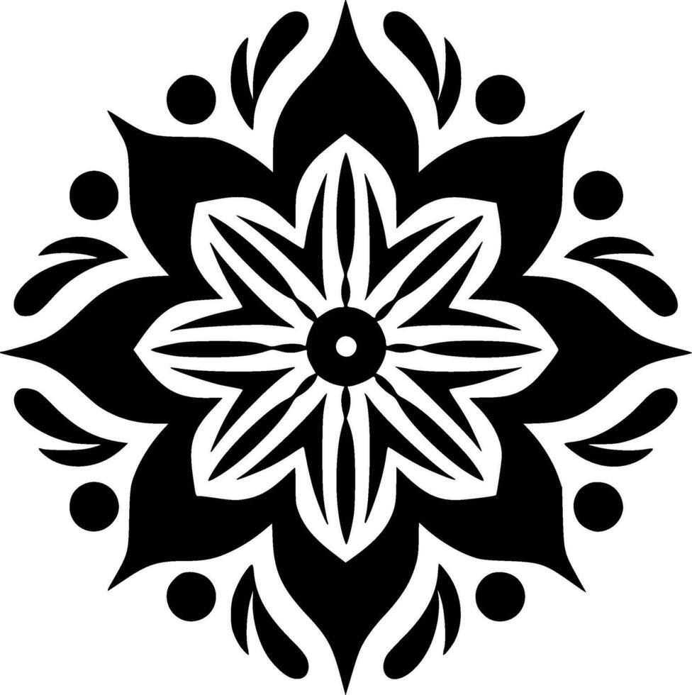 Mandala, Black and White Vector illustration