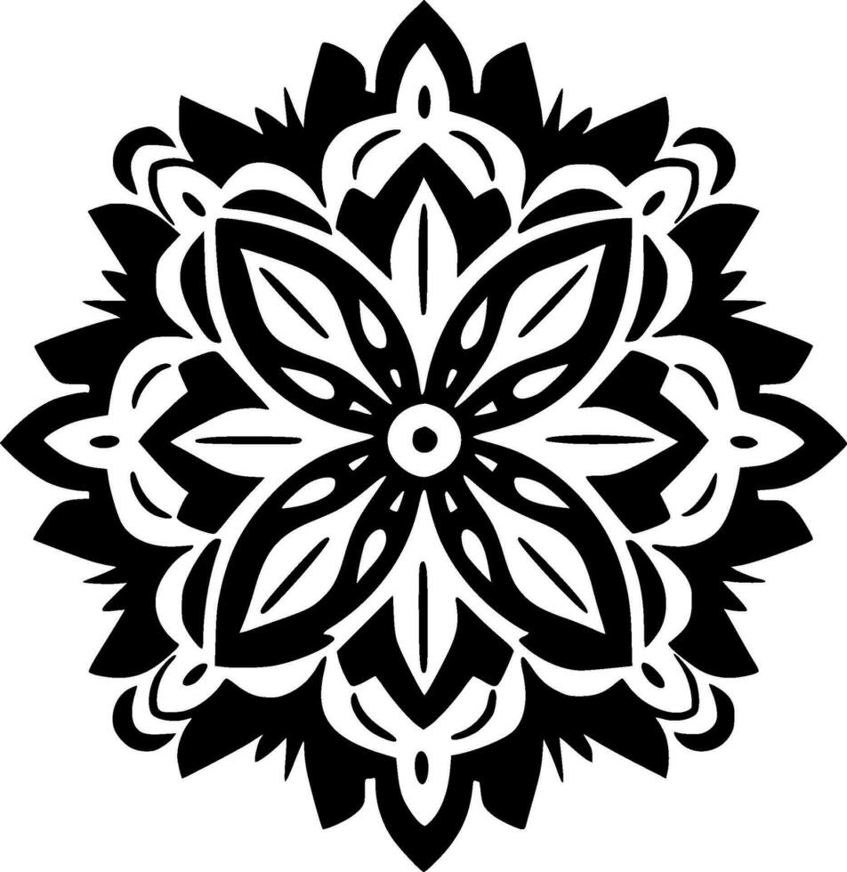 Mandala, Black and White Vector illustration