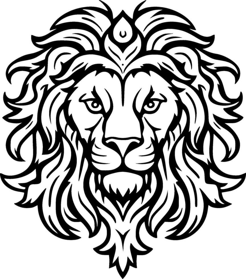 Lion - Black and White Isolated Icon - Vector illustration