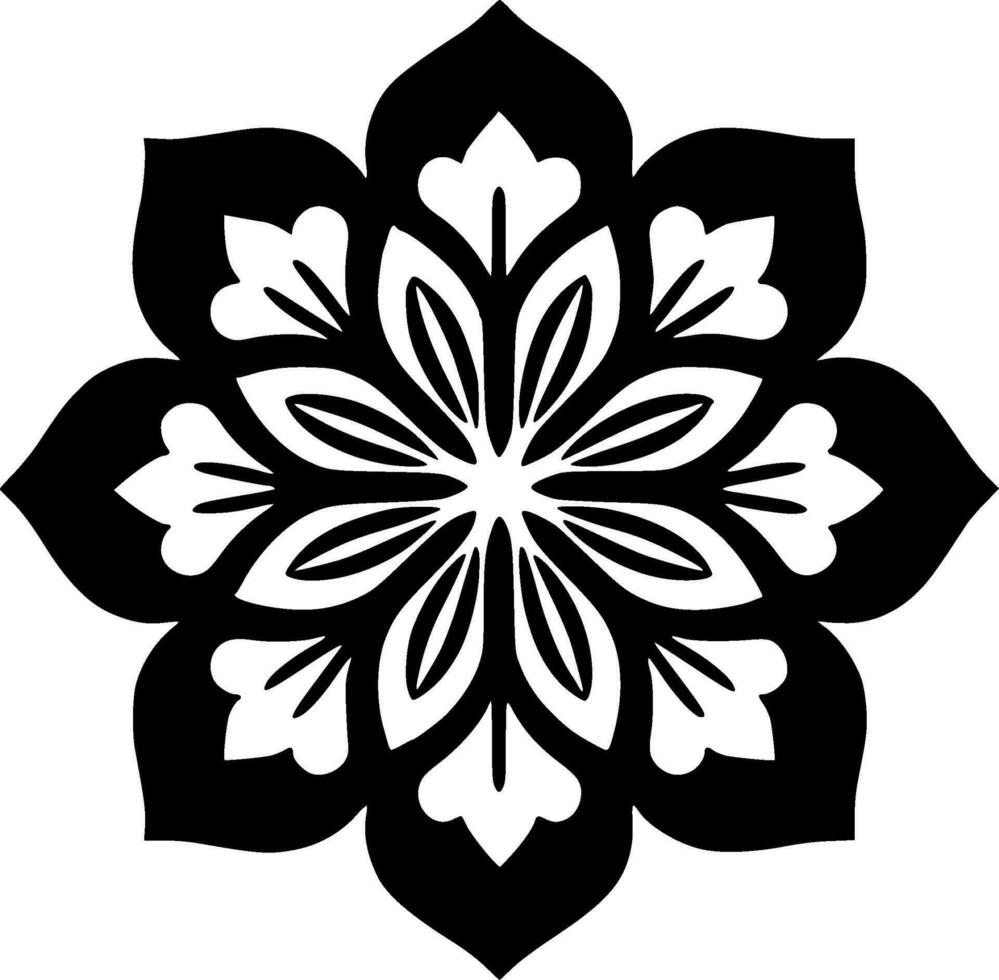 Mandala, Black and White Vector illustration