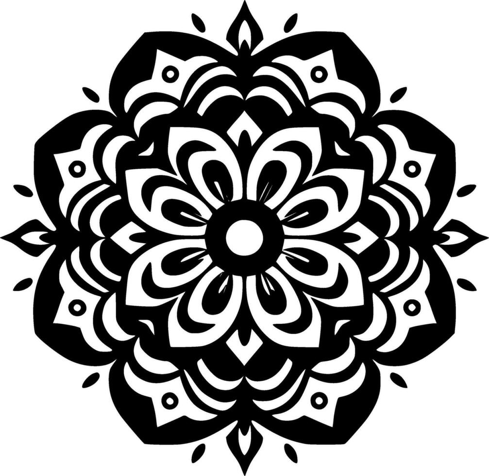 Mandala - Black and White Isolated Icon - Vector illustration