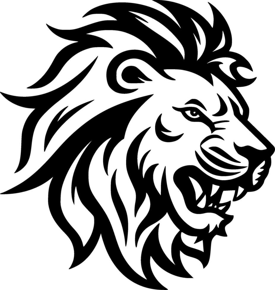 Lion - Black and White Isolated Icon - Vector illustration