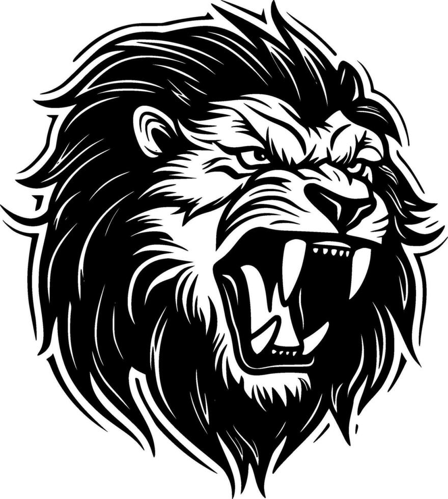 Lion, Black and White Vector illustration