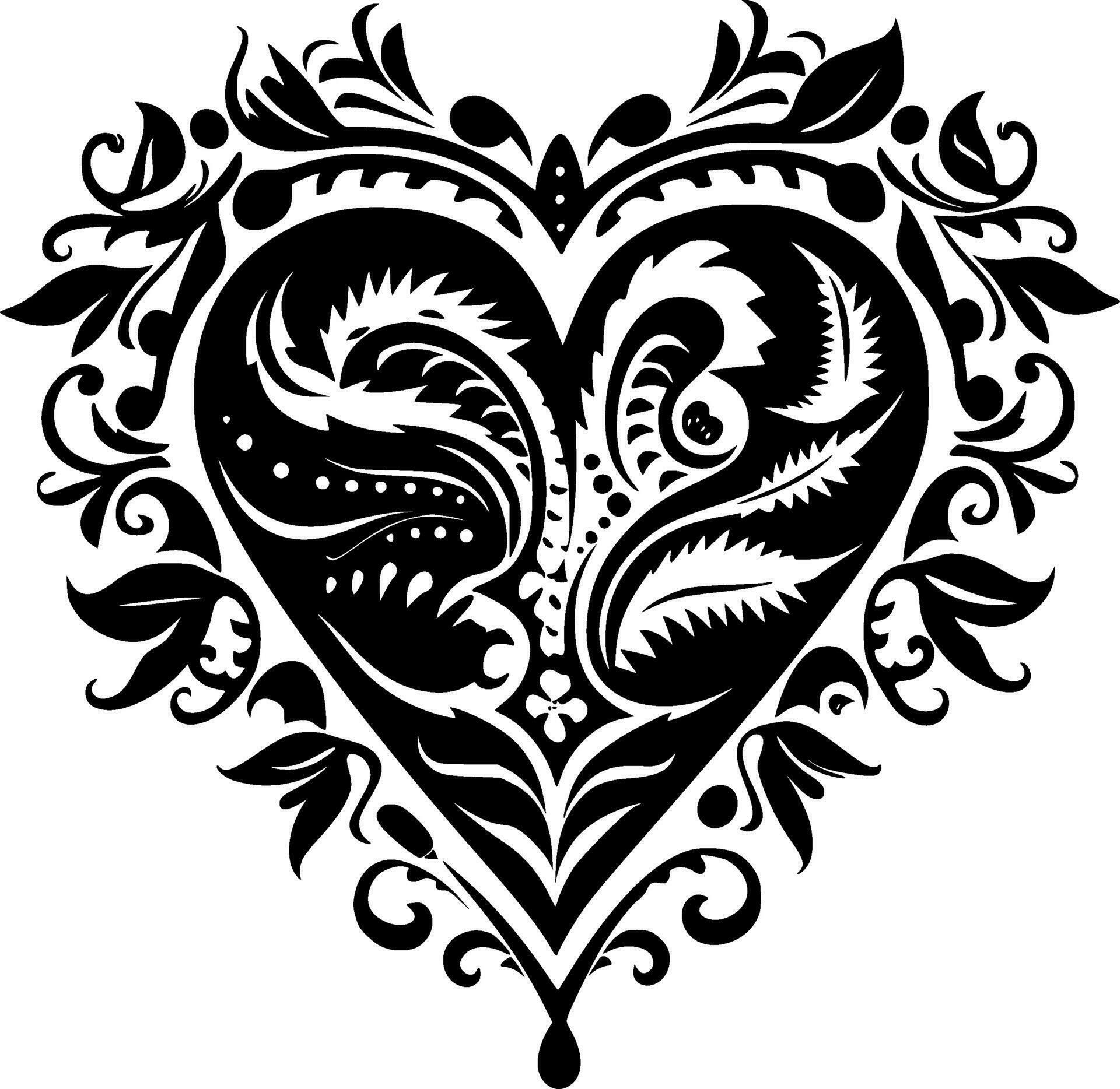 Heart, Black and White Vector illustration 27962892 Vector Art at Vecteezy