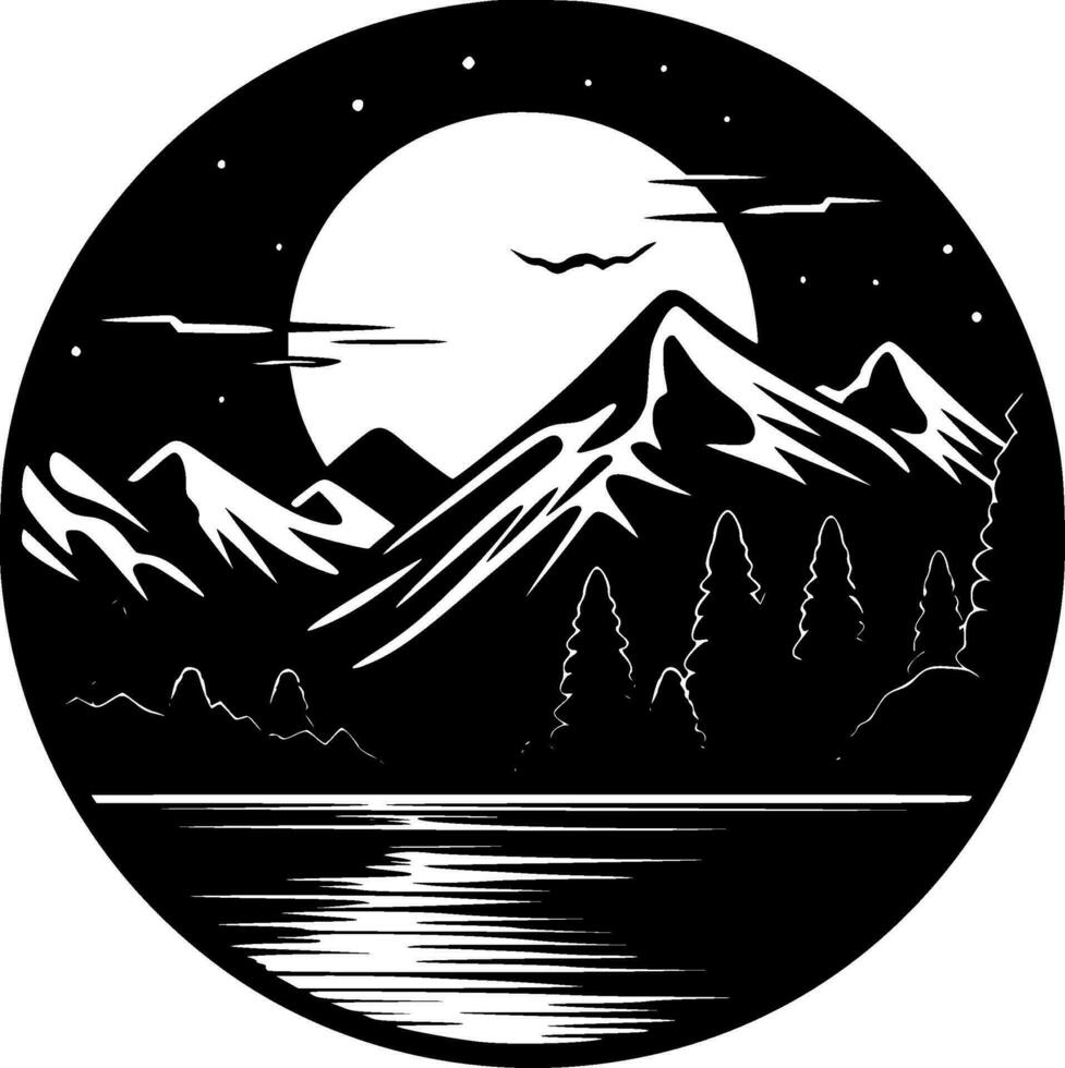 Lake, Minimalist and Simple Silhouette - Vector illustration