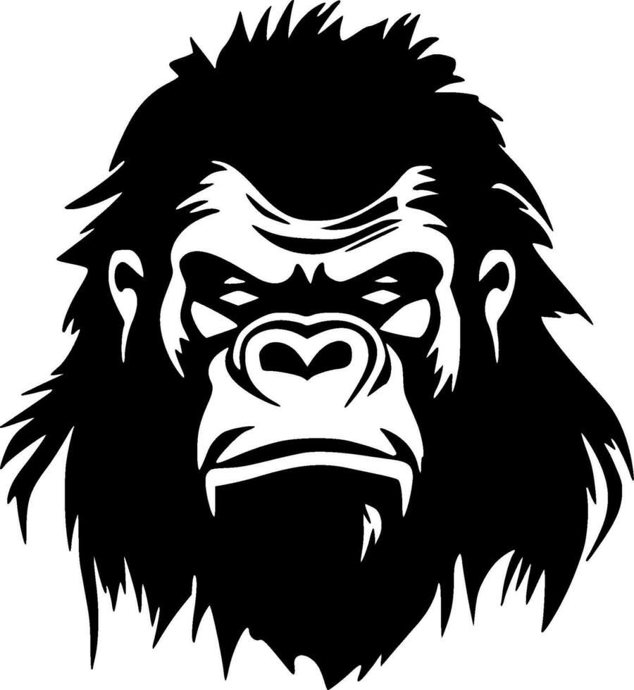 Gorilla, Black and White Vector illustration