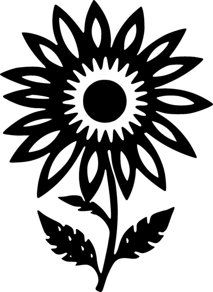 Flower, Black and White Vector illustration