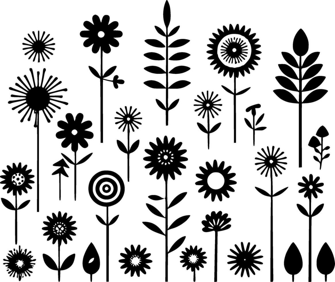 Flowers, Minimalist and Simple Silhouette - Vector illustration