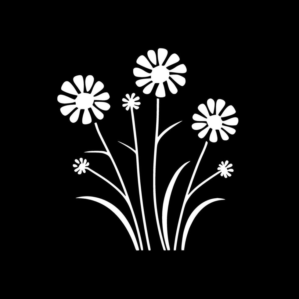 Flowers - Black and White Isolated Icon - Vector illustration