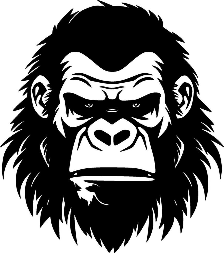 Gorilla, Black and White Vector illustration