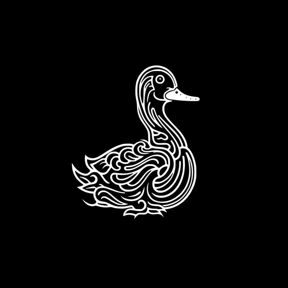 Pato - negro y blanco aislado icono - vector ilustración