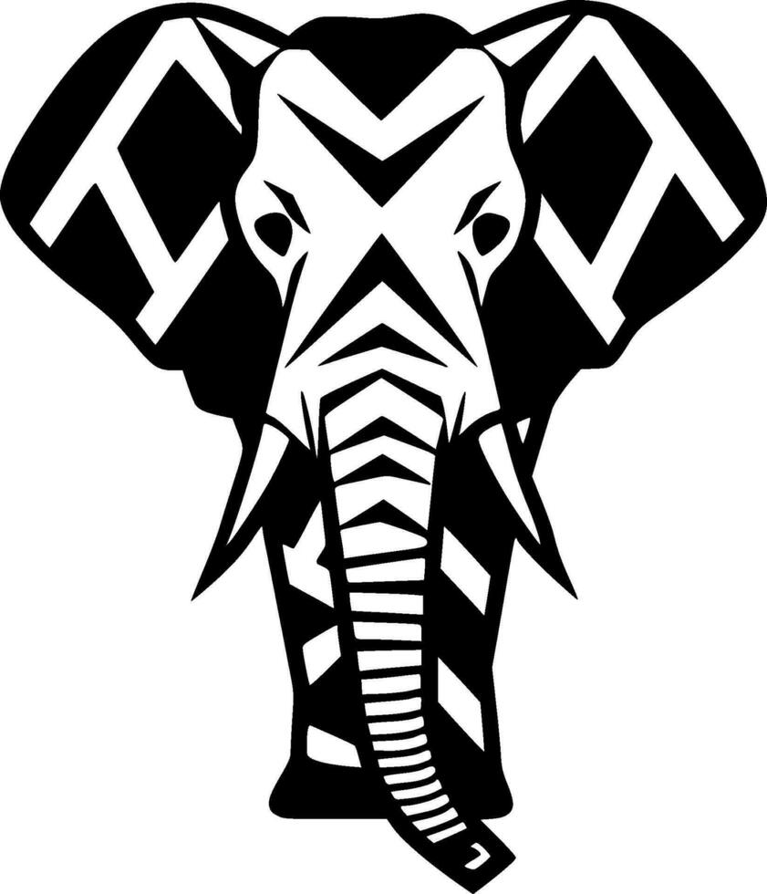 Elephant, Black and White Vector illustration