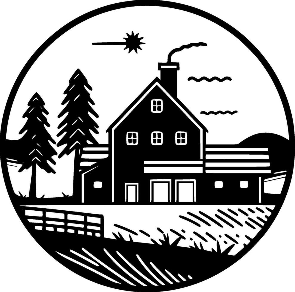 casa de Campo - negro y blanco aislado icono - vector ilustración