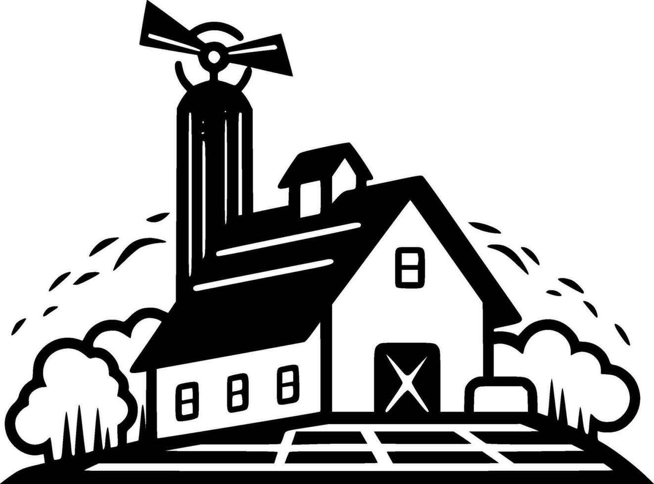 Farmhouse - Black and White Isolated Icon - Vector illustration