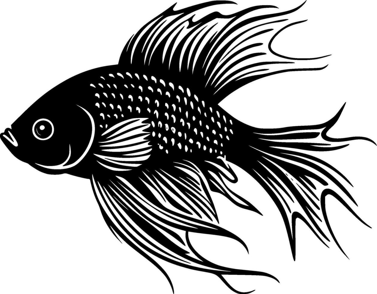 beta pescado - negro y blanco aislado icono - vector ilustración