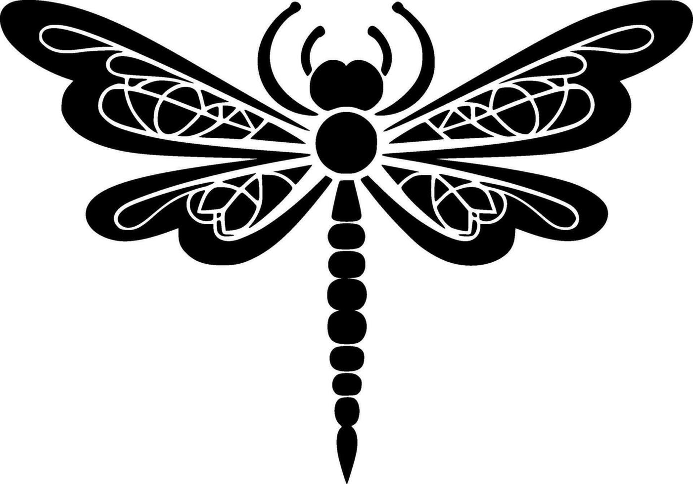 Dragonfly, Black and White Vector illustration