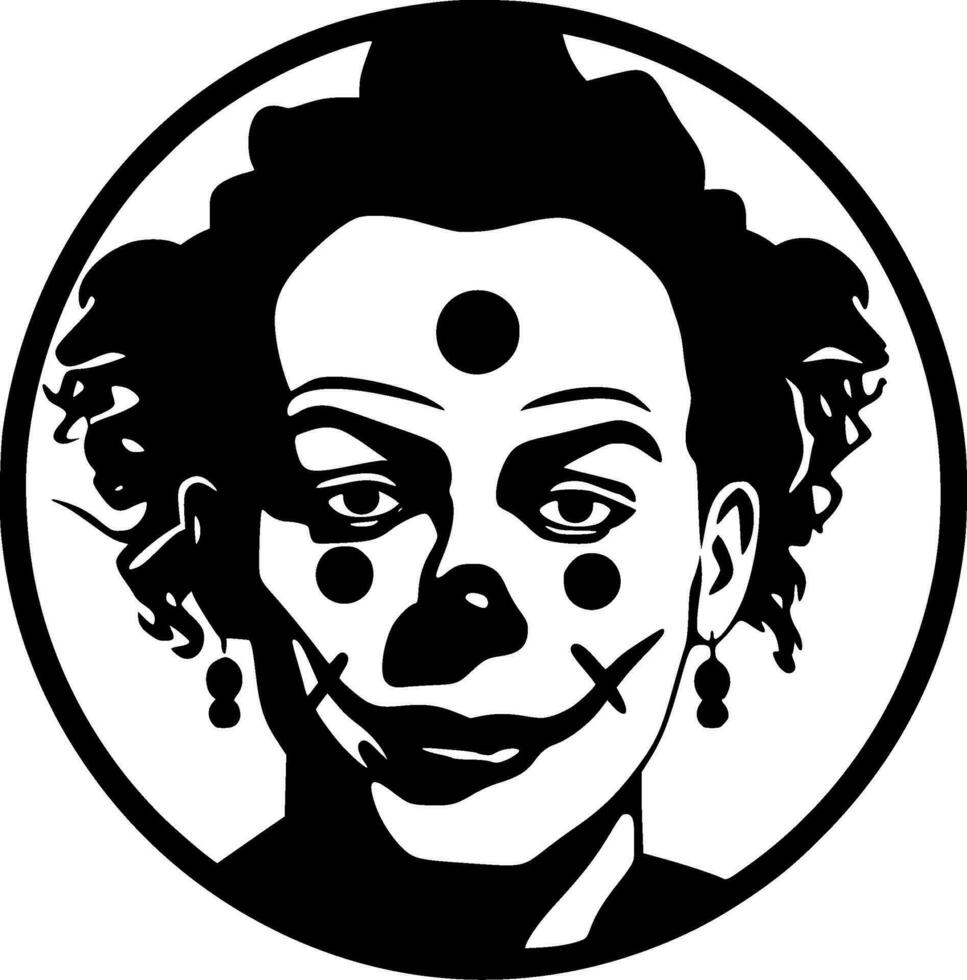 Clown, Black and White Vector illustration