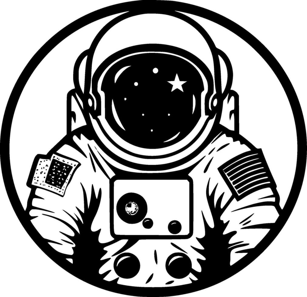 Astronaut, Black and White Vector illustration