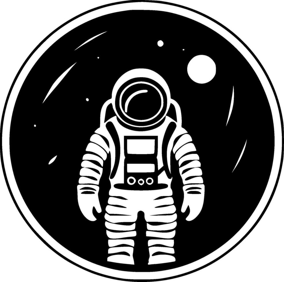 Astronaut - Black and White Isolated Icon - Vector illustration