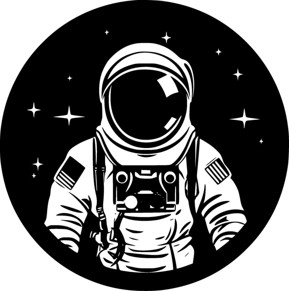 Astronaut, Black and White Vector illustration