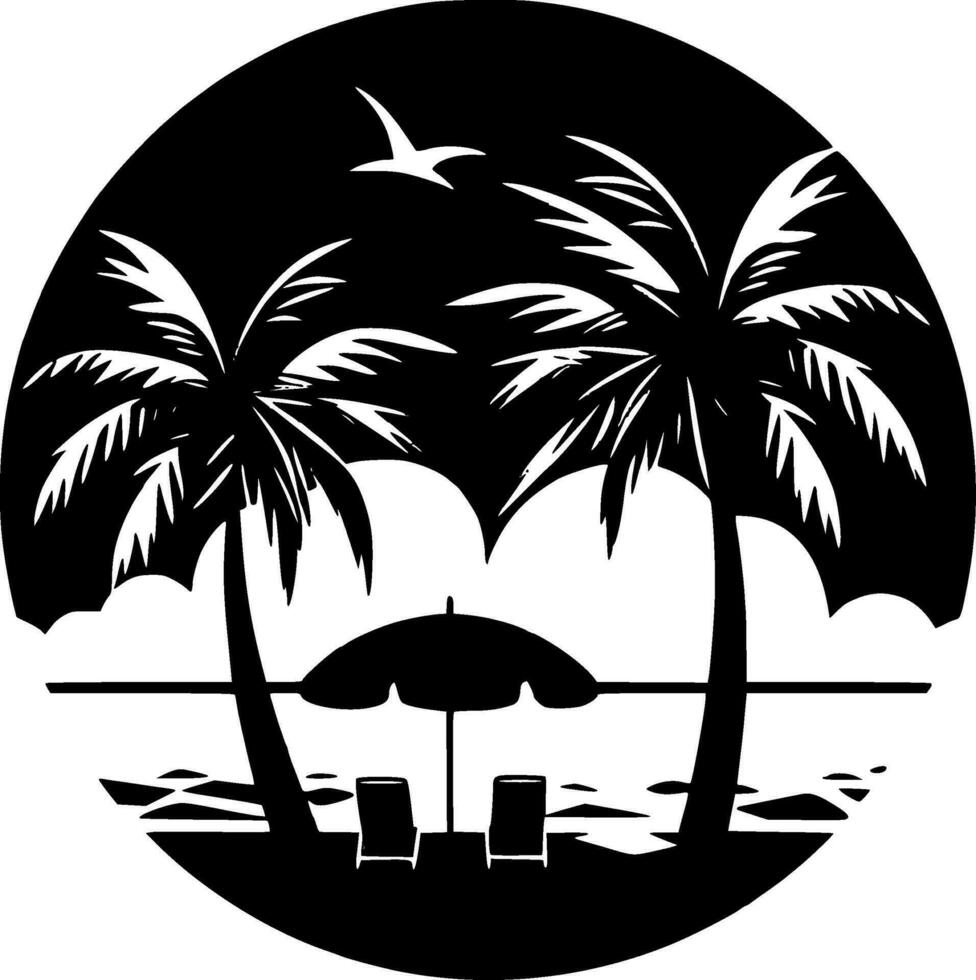 Beach, Minimalist and Simple Silhouette - Vector illustration