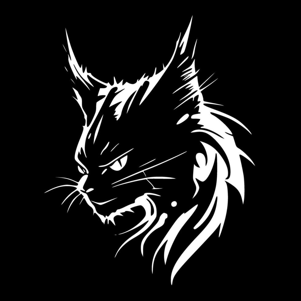 gato montés - negro y blanco aislado icono - vector ilustración